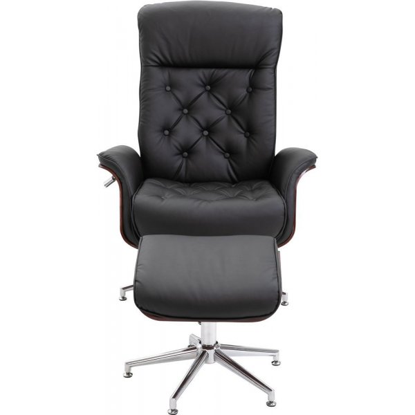 Milos Sessel mit Fußhocker (Recliner) - Schwarzes PU Milos Sessel mit Fußhocker (Recliner) - Schwarzes PU