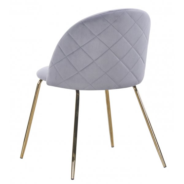 Plaza Samtstuhl - Grau/Messing