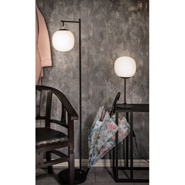 Rille Stehleuchte - Schwarz/Opalwei�