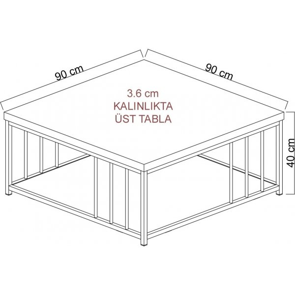 Zenn Couchtisch 90 x 90 cm - Wei/Gold