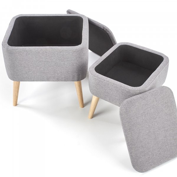 Gerard Hocker mit Stauraum 2er-Set - Hellgrau + Textilpflege für Möbel Gerard Hocker mit Stauraum 2er-Set - Hellgrau + Textilpflege für Möbel