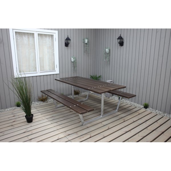 Rustikales Bankset ohne Rckenlehne - Braun