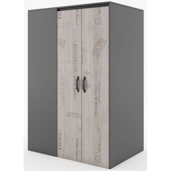 Kleiderschrank Deena - Graphit/Eiche - Rechtsdrehend