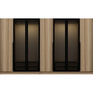 Cikani Kleiderschrank mit Spiegeltren, 315 x 52 x 210 cm - Eiche