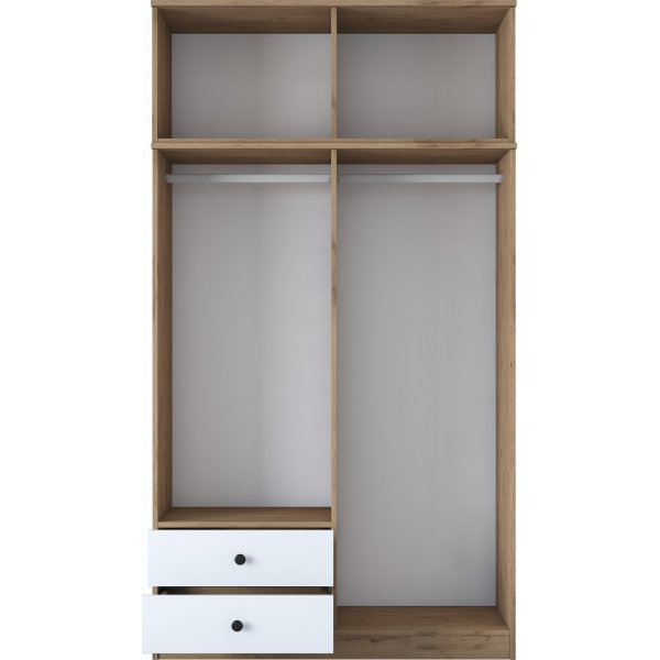 Mendy Kleiderschrank 120 cm - Walnuss/Wei�