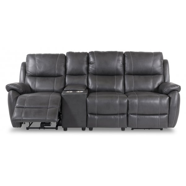 Enjoy Hollywood Reclinersofa (Kinosofa) - 3-Sitzer (elektrisch) aus grauem Kunstleder (Modell H)