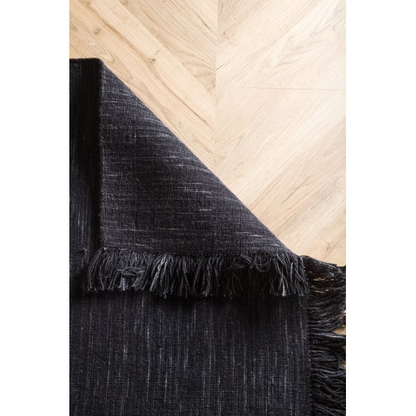 Flachgewebter Wollteppich Elton - Schwarz