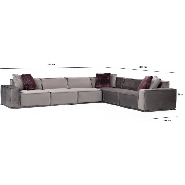 Lego Ecksofa 388 cm rechts - Grau