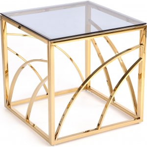 Kosmos Couchtisch 55 x 55 cm - Rauchglas/Gold