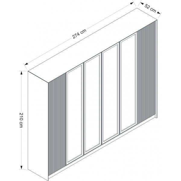 Cavolo Kleiderschrank 270x52x210 cm - Wei�/Gold