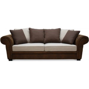 Delux 3-Sitzer-Sofa mit Kissen - Braun/Beige/Vintage