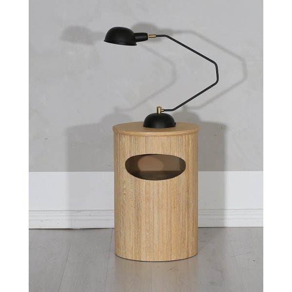 Nova runder Nachttisch mit Stauraum - Whitewash + Mbelfe