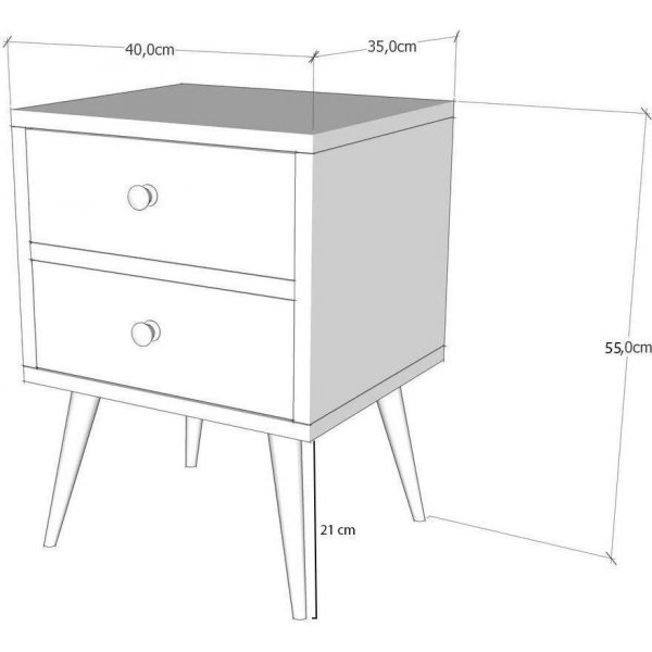 Malm Nachttisch - Wei/Walnuss