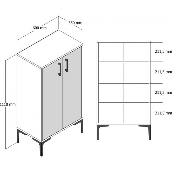 Prager Schuhschrank - Nussbaum/Creme Prager Schuhschrank - Nussbaum/Creme