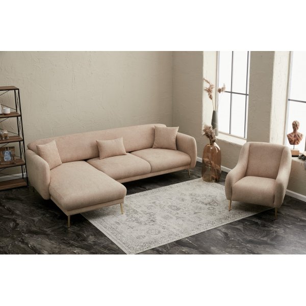 Simena Diwansofa links - Beige/Gold Simena Diwansofa links - Beige/Gold