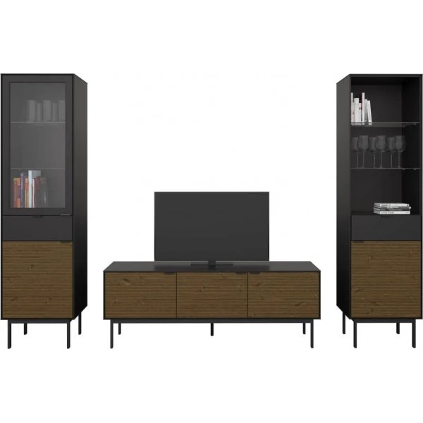 Vitrine Soma mit Glastr - Schwarz/Espresso