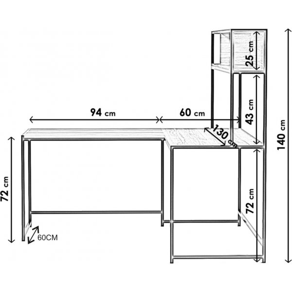 Limey Schreibtisch 154 x 130 cm - Nussbaum