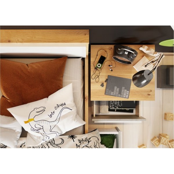 Plano Nachttisch - Nash Eiche/grau