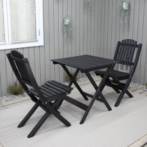 Wilma Outdoor-Gruppentisch 65 x 65 cm inkl. 2 Visby-Sthlen - Schwarz