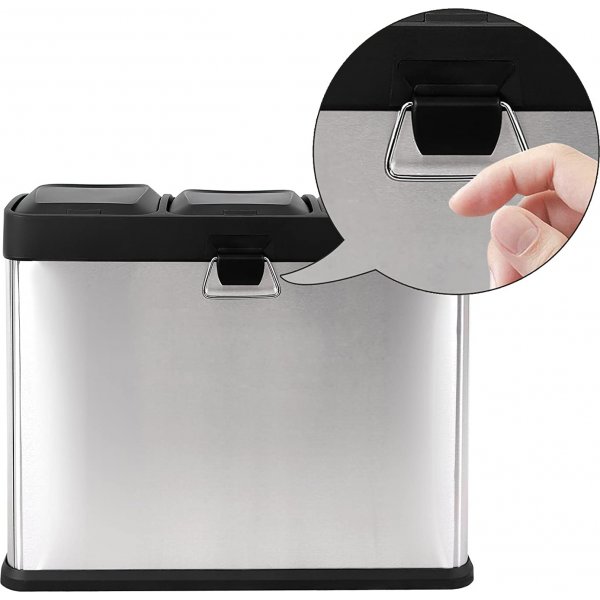 Maiken Abfalleimer 54 l - Silber/schwarz