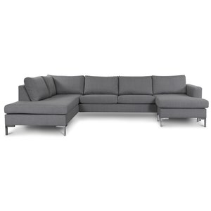 Nova U-frmiges Sofa hellgrauer Stoff - Links + Fleckentferner fr Mbel