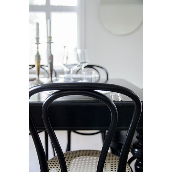 PiPi Essgruppe, runder Esstisch 120 cm inkl. 4 Bugholz Stuhl No18 - Schwarz gebeiztes Holz