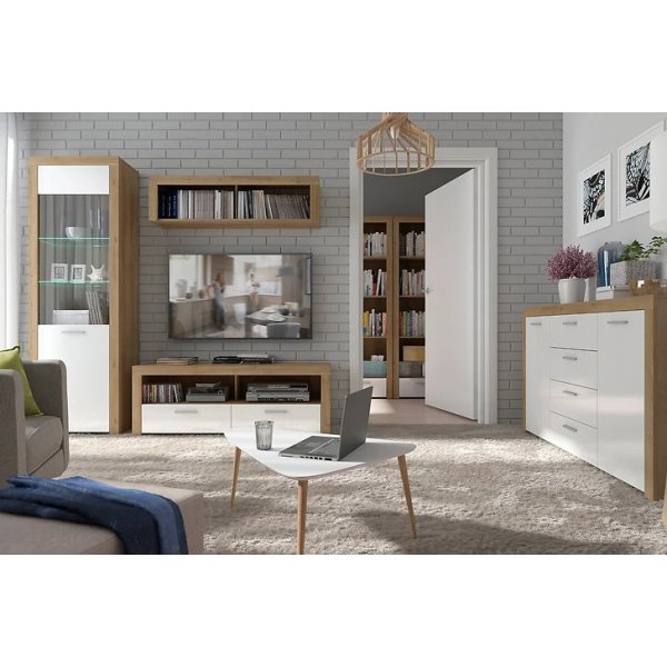 Triango Couchtisch 110 x 85 cm - Wei/Sonoma-Eiche