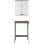 Langer Waschmaschinenschrank 6 - Wei/Walnuss