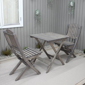 Wilma Outdoor-Gruppentisch 65 x 65 cm inkl. 2 Visby-Sthlen - Grau