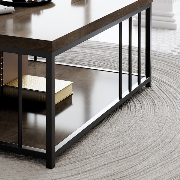 Zenn Couchtisch 90 x 90 cm - Walnuss/Schwarz