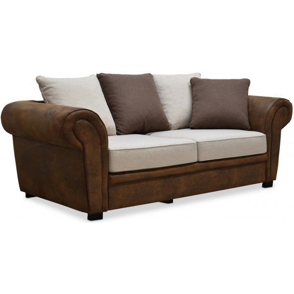 Delux 2-Sitzer-Sofa mit Kissen - Braun/Beige