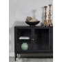 Cliff Sideboard aus Blech mit 4 Tren - Schwarz / Klarglas