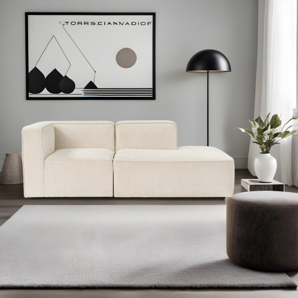 Weiteres 2-Sitzer-Sofa mit offenem Ende rechts - Creme Weiteres 2-Sitzer-Sofa mit offenem Ende rechts - Creme