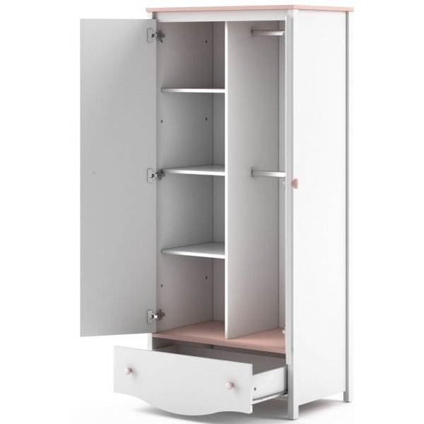 Letitia Kleiderschrank - Wei/Rosa