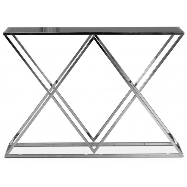 Maine Konsolentisch - Chrom / Getöntes Glas + Möbelfüße Maine Konsolentisch - Chrom / Getöntes Glas + Möbelfüße