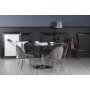 Plaza Esstischset, Marmortisch mit 4 Plaza Samtsthlen - Grau/Grau/Chrom