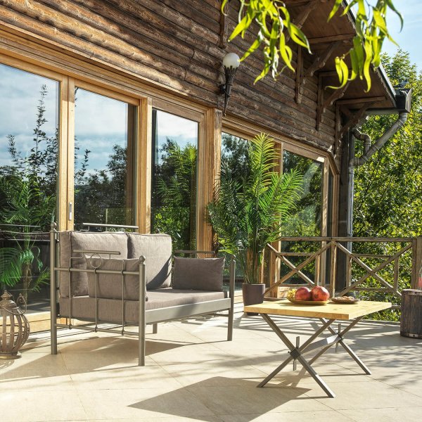 Hampus 2-Sitzer Outdoor-Sofa - Braun + Fleckentferner fr Mbel