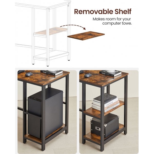 Rami Eckschreibtisch 138/138 x 49 cm - Braun/Schwarz