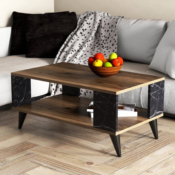 City Couchtisch 90 x 41,6 cm - Nussbaum/schwarzer Marmor City Couchtisch 90 x 41,6 cm - Nussbaum/schwarzer Marmor