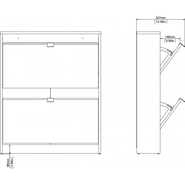 Schuhschrank mit 2 Fächern - Weiß Schuhschrank mit 2 Fächern - Weiß