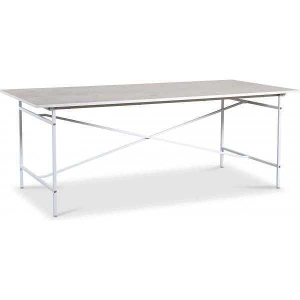 Kristall Esstisch 200 cm (Fishbone) - Wei / Whitewash