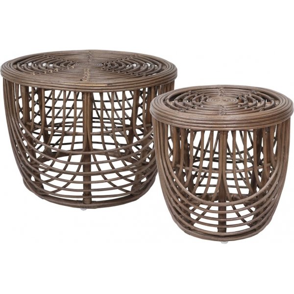 Heden Couchtisch-Set 60/40 cm - Rattan/braun