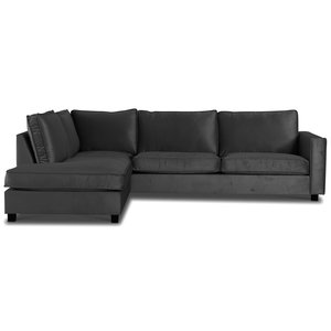 Brandy Loungesofa XL offener Abschluss links - dunkelgrau (Samt)