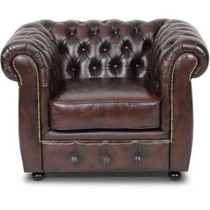 Dublin Chesterfield Sessel - Braunes Leder + Fleckentferner fr Mbel