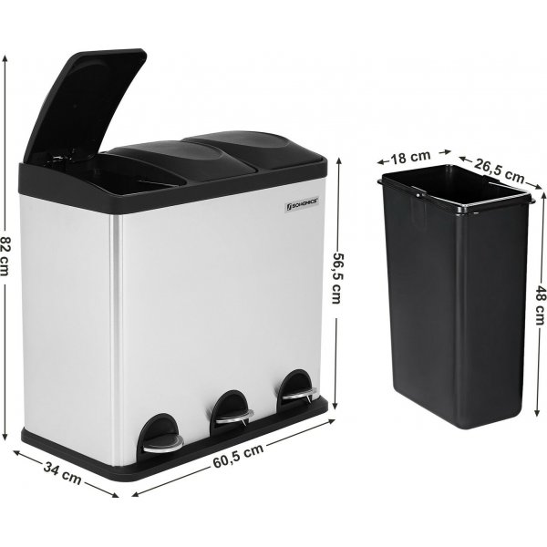 Luan Abfalleimer 54 l - Silber/schwarz Luan Abfalleimer 54 l - Silber/schwarz