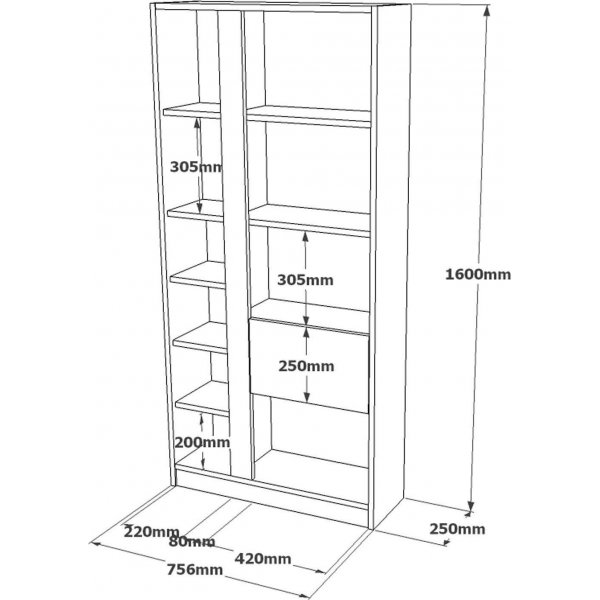 Luvio B�cherregal 21 - Eiche/Silber