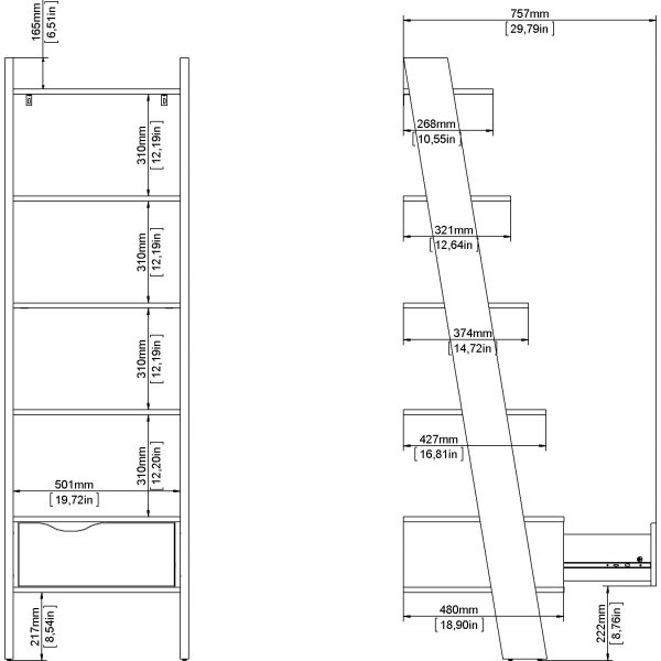 Oslo Stufenregal - Wei/Eiche