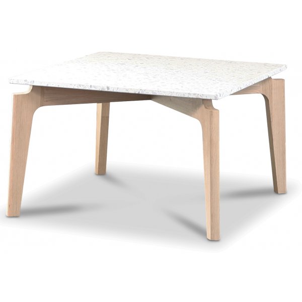 Terrazzo Couchtisch 75x75cm - Bianco Terrazzo & Untergestell wei gewaschene Eiche