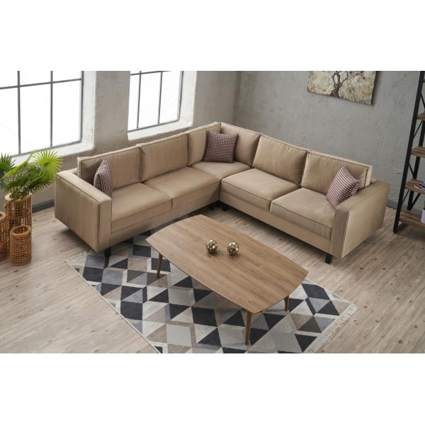 Kale Ecksofa - Cremiger Samt