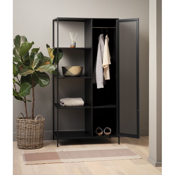 Billy schwarzer Kleiderschrank mit T�r H 180 cm